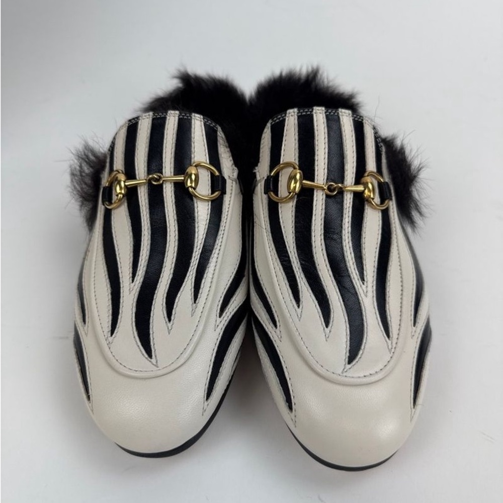 Gucci Princetown Zebra Fur Leather Mule Slides Size 35 (US 5) - Picture 3 of 8